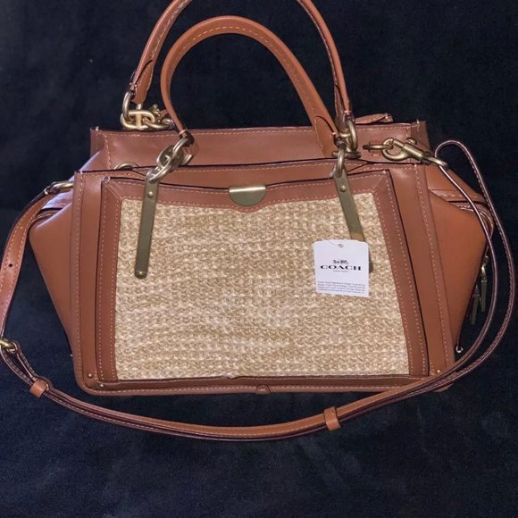 COACH Straw Raffia Dreamer Satchel Saddle Tan Bag - Picture 2 of 6